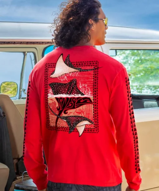 Spotted Eagle Ray - Candy Apple Red Dyed Long Sleeve Crewneck T-Shirt 8 Spotted Eagle Ray - Candy Apple Red Dyed Long Sleeve Crewneck T-Shirt -VibeUp Sales Store 59062a8c 8288 4f83 bec7 35abda789122